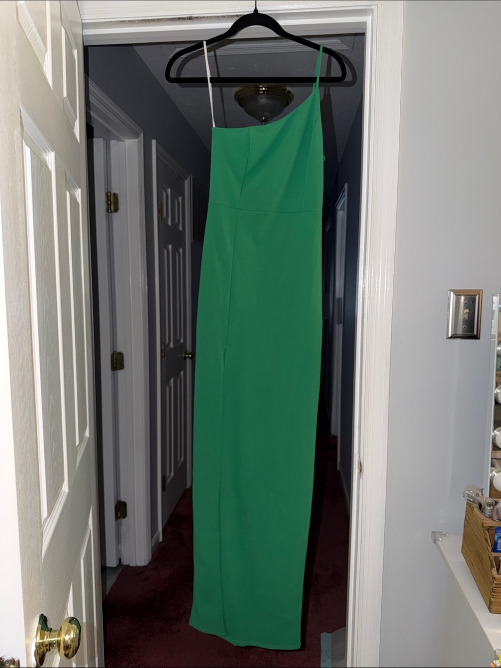 Lulu's Emerald One-Shoulder Maxi Dress